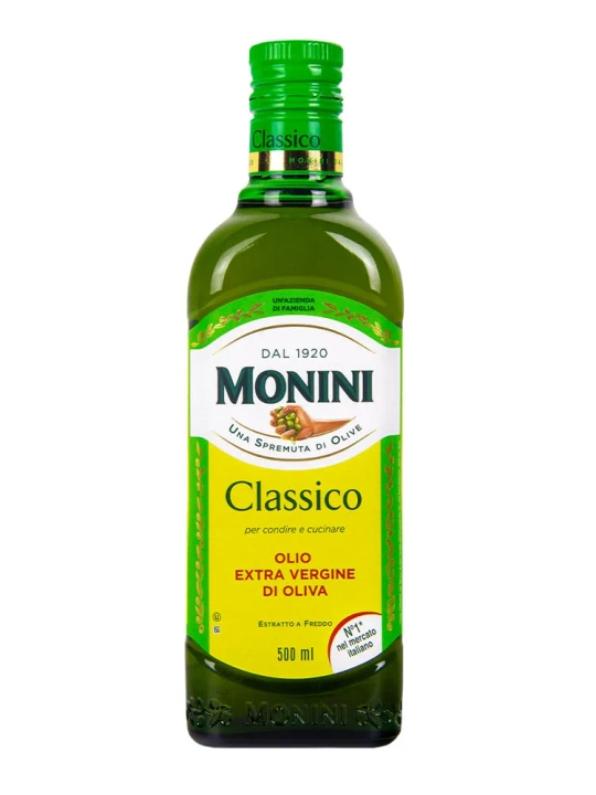 Monini Classico Olio Extra Vergine zaytun yog'i, tozalanmagan, 1 l, 500 ml, 250 ml