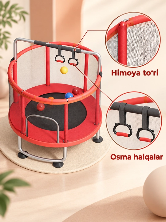 Batut, himoya tarmog'i bilan, 110 kg gacha bardosh beradi