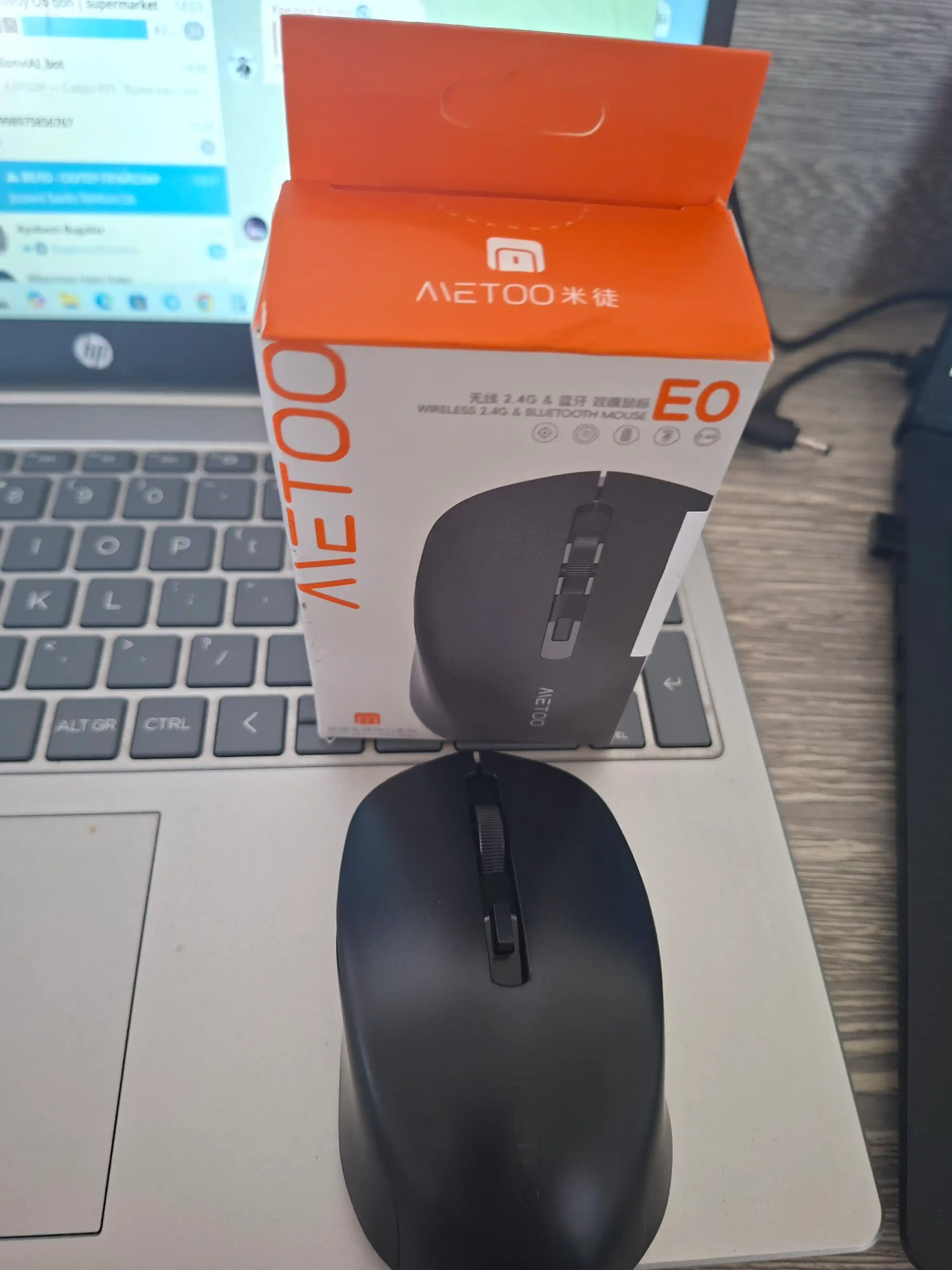 Sichqoncha 2.4G va Bluetooth qo‘llab-quvvatlovchi Metoo E0 simsiz va shovqinsiz