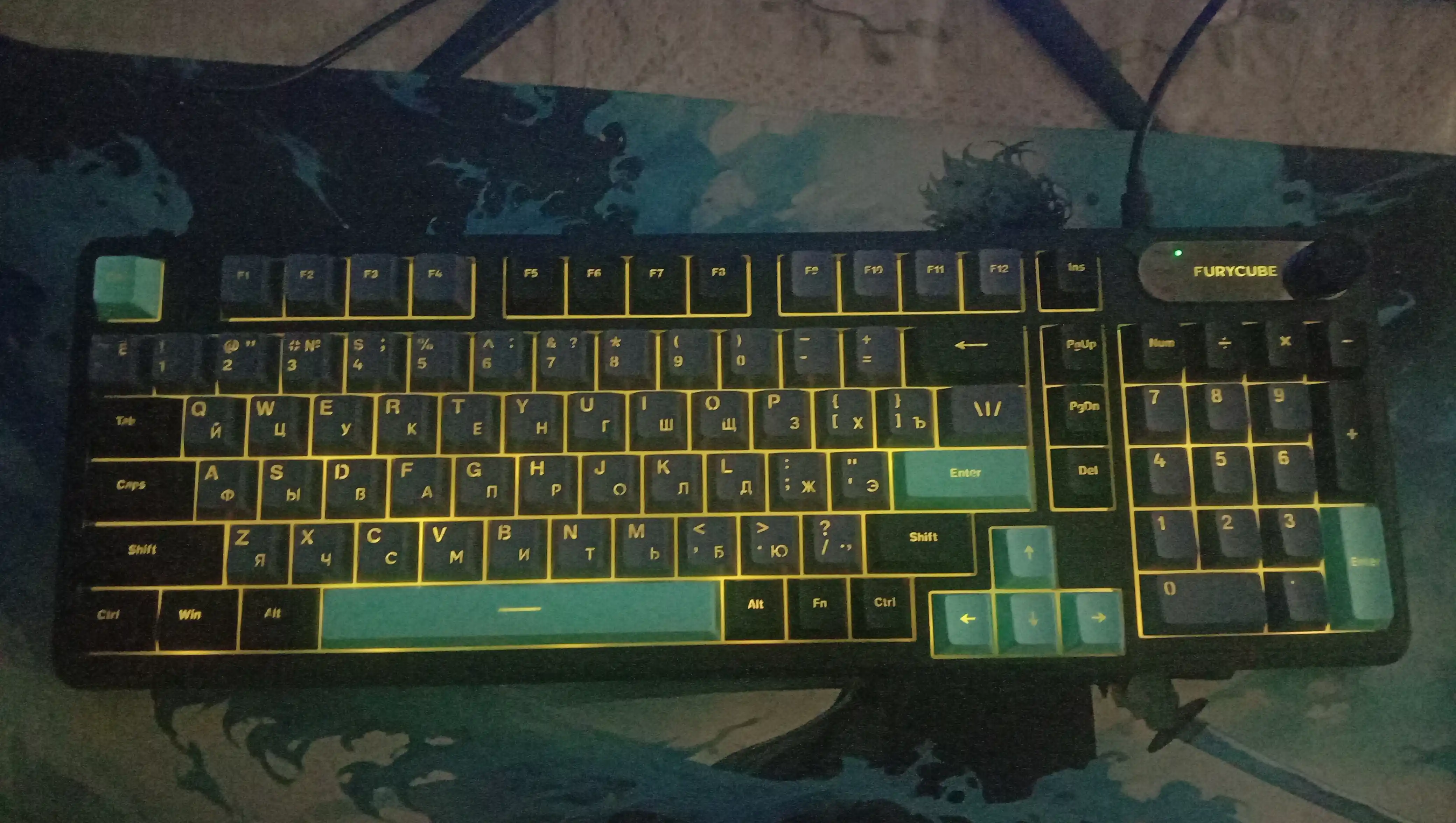 Geymerlar uchun membrana klaviatura Furycube IP98 RGB yoritgichlar bilan