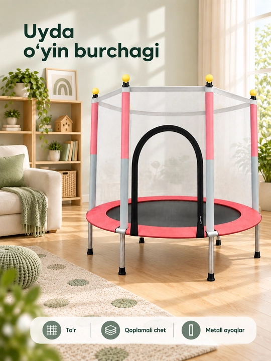 Batut, himoya tarmog'i bilan, 110 kg gacha bardosh beradi