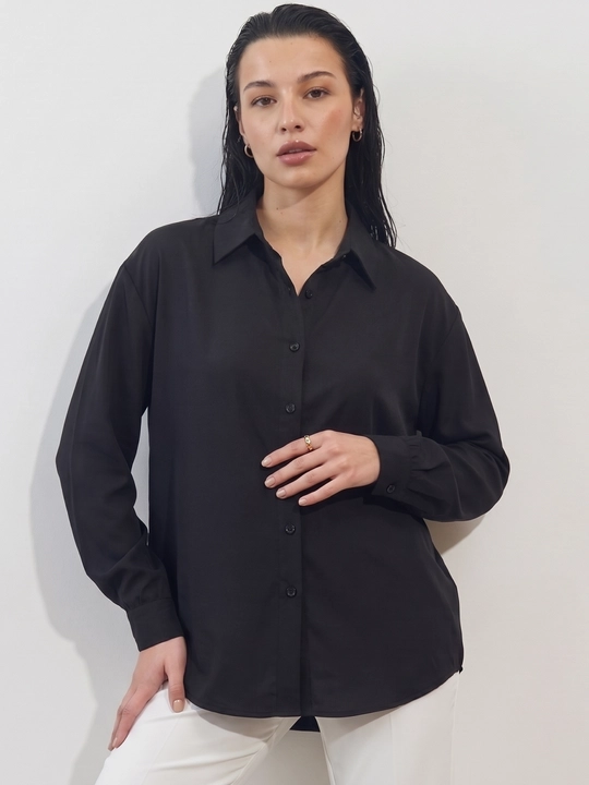 Ayollar klassik ko‘ylagi, uzun yengli bluzka, ofis uchun rubashka — ELLY FASHION - 