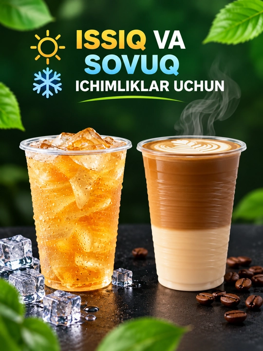 Bir martalik plastik stakanlar 200 ml, ichimliklar uchun shaffof va qulay
