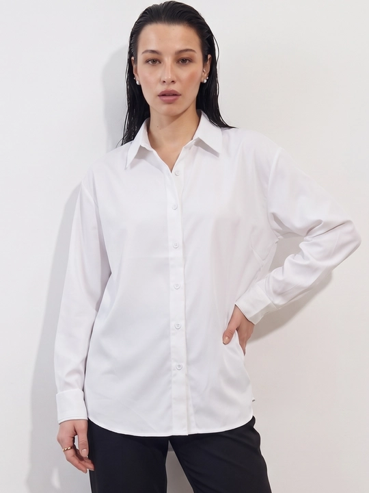 Ayollar klassik ko‘ylagi, uzun yengli bluzka, ofis uchun rubashka — ELLY FASHION