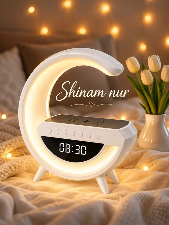 LED tungi chiroq, raqamli soat va simsiz quvvatlash maydonchasi bilan