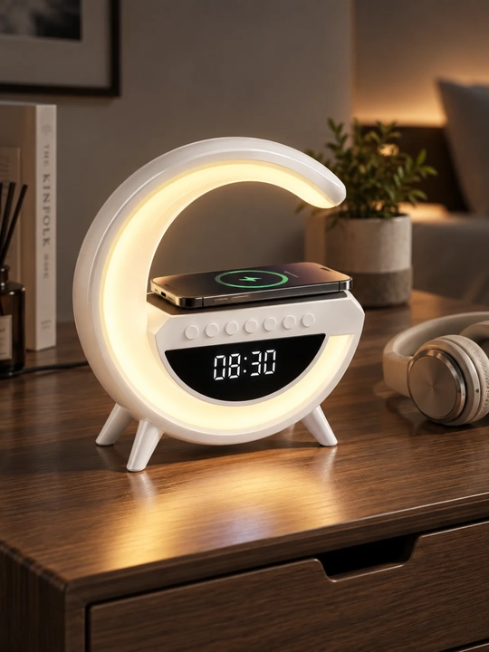 LED tungi chiroq, raqamli soat va simsiz quvvatlash maydonchasi bilan