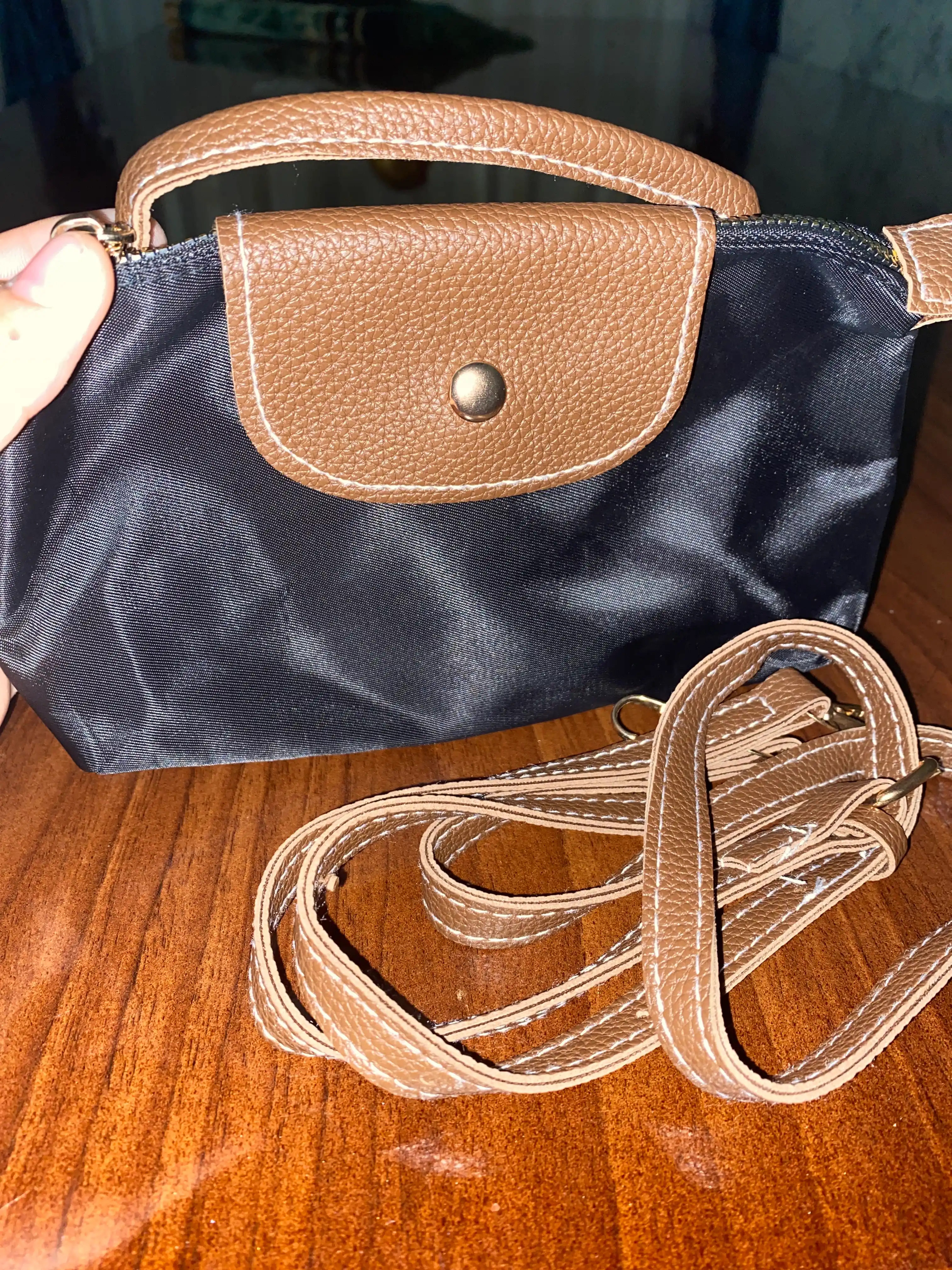 Mini Longchamp uslubidagi ayollar sumkasi, ixcham krossbodi va kosmetika sumkachasi