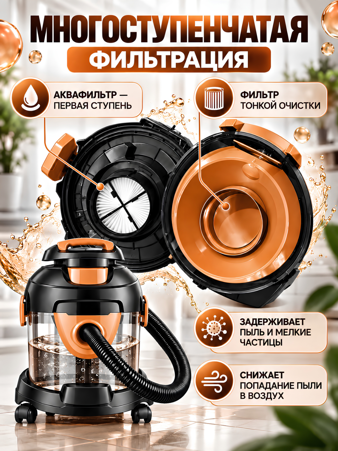 Пылесос Elgrid BD1001 с водяным фильтром  aquafilter, HEPA фильтр, антиаллергенный пылесос