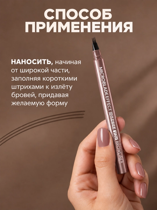 Карандаш для бровей маркер BelorDesign Microblade Effect, тон 21, русый