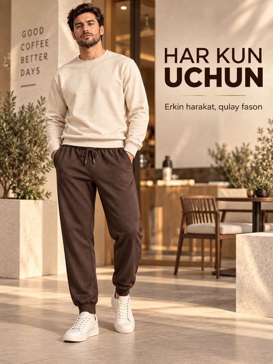 Erkaklar uchun jigarrang jogger triko — sport va kundalik kiyish uchun