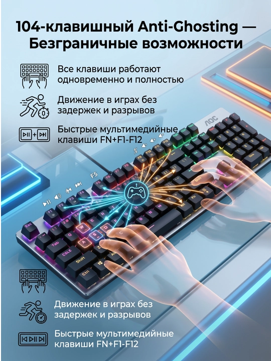 AOC GK410 RGB — Механическая игровая клавиатура для комфорта и точной игры