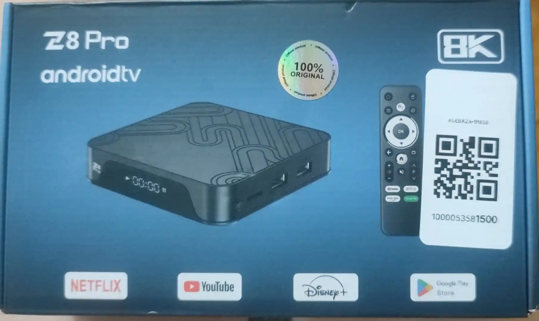Smart TV pristavka Z8 Pro, 2/16 GB, 4K Ultra HD, Android TV 12, Wi-Fi, Bluetooth, ovozli boshqaruv
