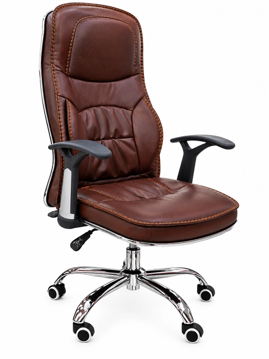 Ofis kreslosi, baland suyanchiqli g‘ildirakli stul, jigarrang, 125×64×64 sm