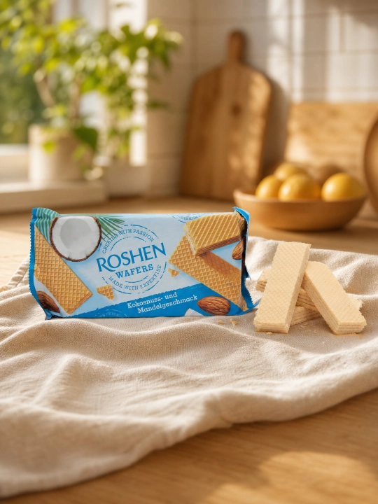 Vafli Roshen Wafers kokos va bodom, 216 g