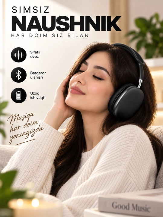 Simsiz Bluetooth quloqchinlar P9, mikrofonli, to'liq o'lchamli