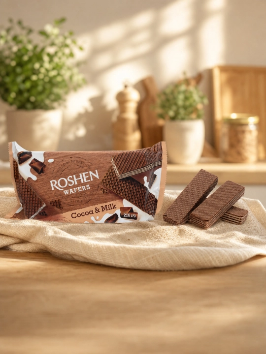 Вафли Roshen Wafers, какао-молоко, 216 г