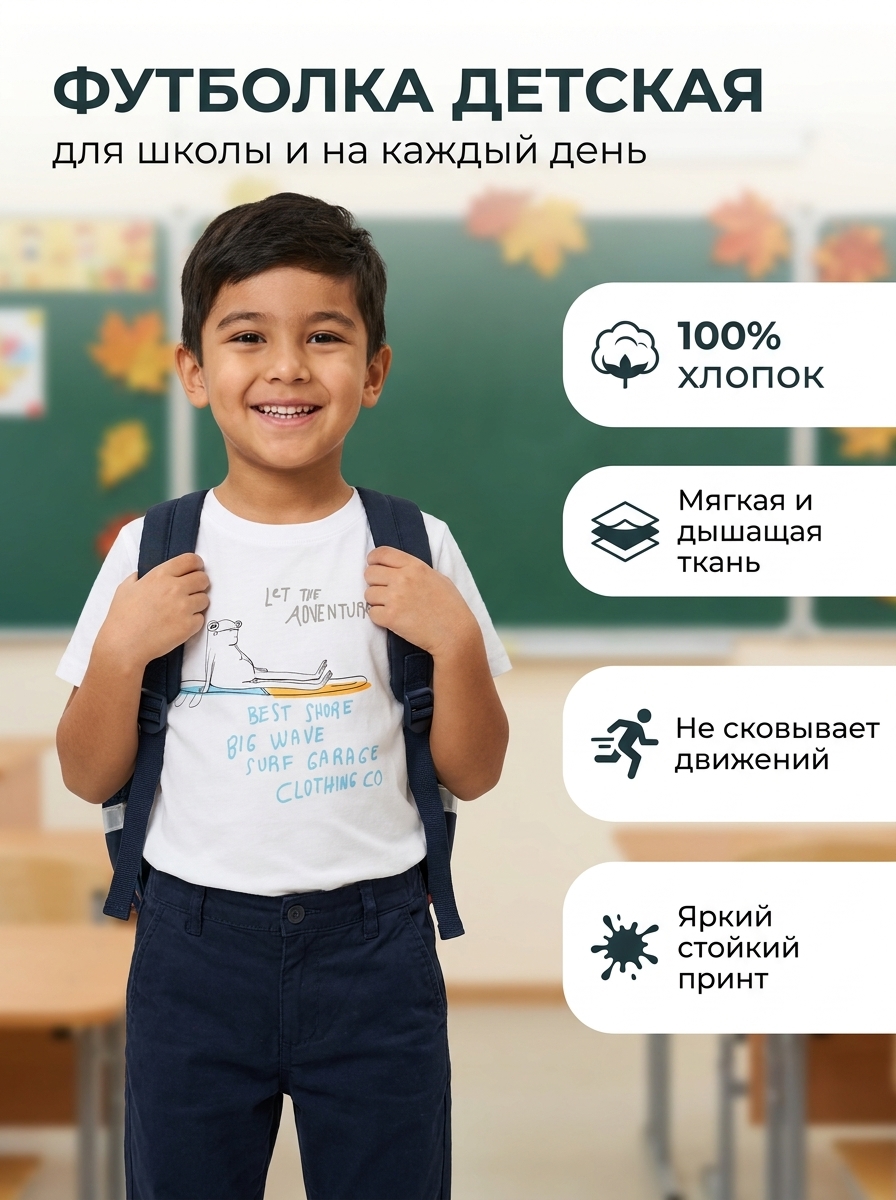 Let The Adventure o‘g‘il va qiz bolalar futbolkasi, 100% paxtadan