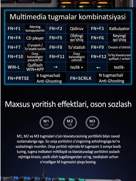 AULA F2088 – Mexanik o‘yin klaviaturasi
