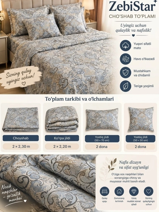 ZebiStar Premium choyshablar to‘plami - 
