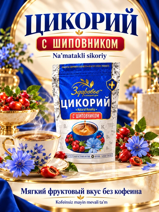 Zdorovye eruvchan sikoriy, inulinli, kofeinsiz ichimlik, 7 xil ta’m - 