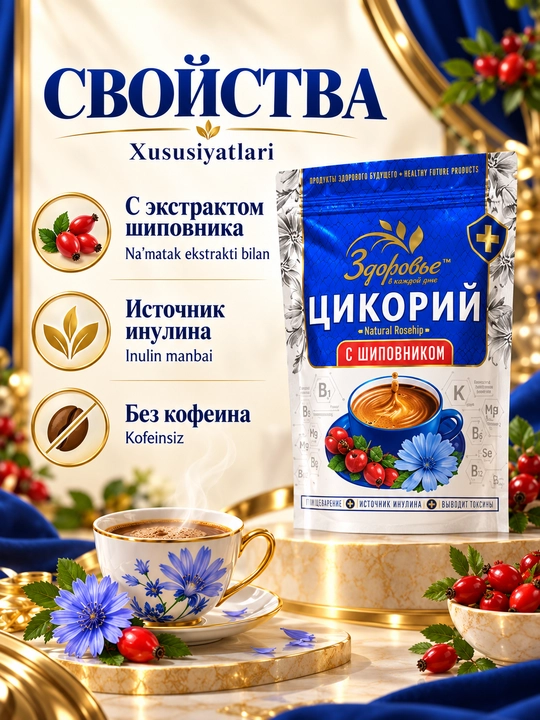 Цикорий Здоровье растворимый с инулином, без кофеина, 7 вкусов на выбор