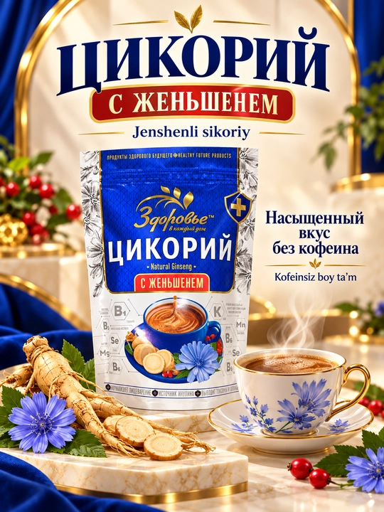 Zdorovye eruvchan sikoriy, inulinli, kofeinsiz ichimlik, 7 xil ta’m - 