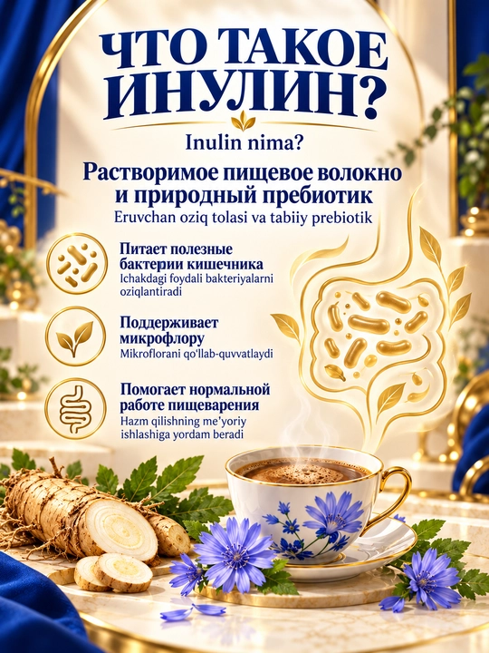 Цикорий Здоровье растворимый с инулином, без кофеина, 7 вкусов на выбор