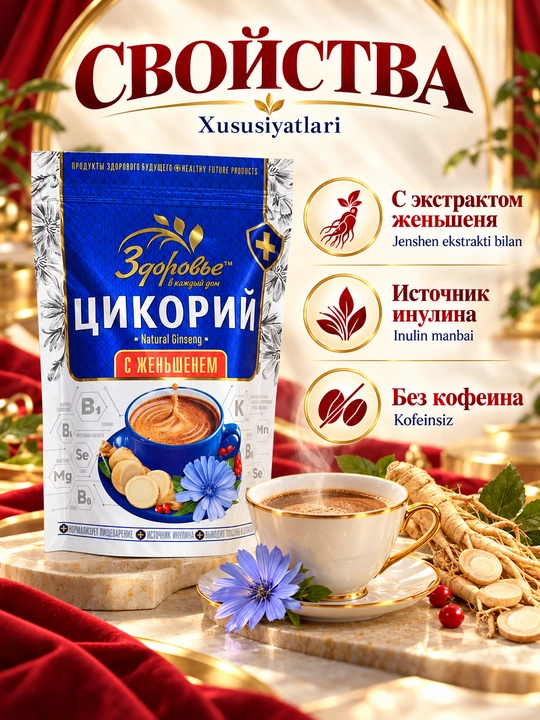 Цикорий Здоровье растворимый с инулином, без кофеина, 7 вкусов на выбор