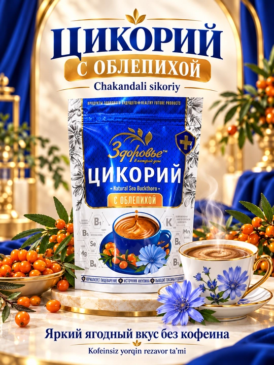Zdorovye eruvchan sikoriy, inulinli, kofeinsiz ichimlik, 7 xil ta’m - 