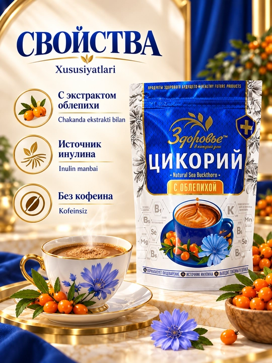 Цикорий Здоровье растворимый с инулином, без кофеина, 7 вкусов на выбор