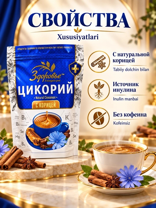 Цикорий Здоровье растворимый с инулином, без кофеина, 7 вкусов на выбор