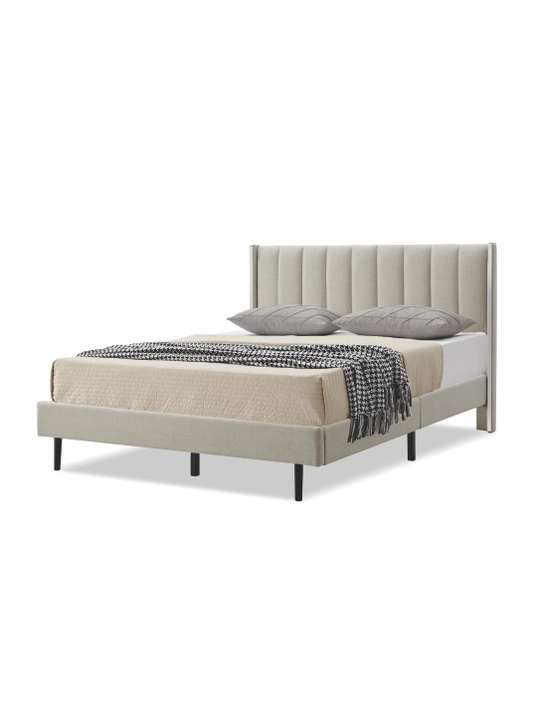 Ikki kishilik karavot 190x212 Linea, yumshoq bosh qismli, metall karkasli, matrassiz