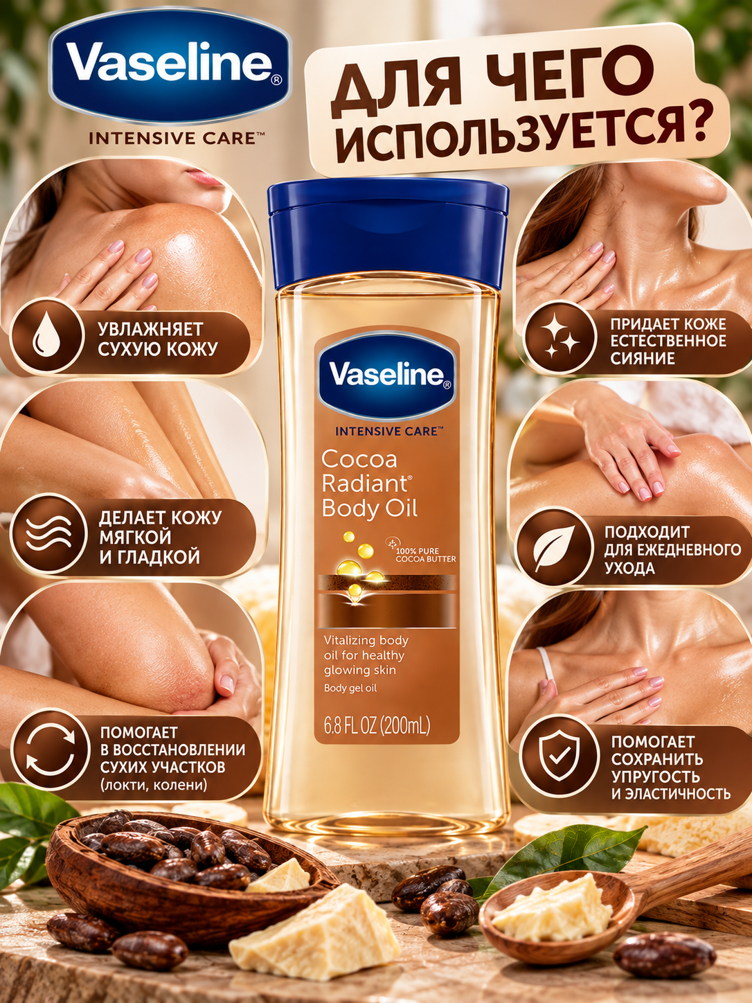 Масло для тела Vaseline Body Oil – ароматное, для массажа и увлажнения кожи