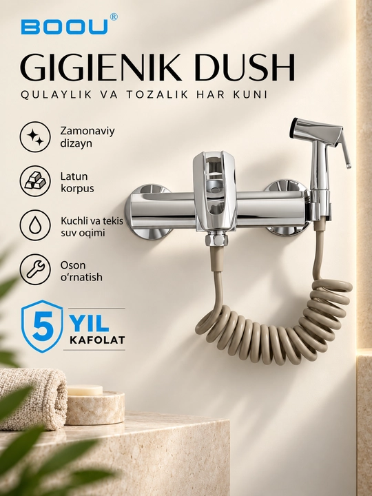 BOOU Tualet uchun, gigienik dush aralashtirgich, dush smesitel, bide uchun, mustahab, unitaz - 