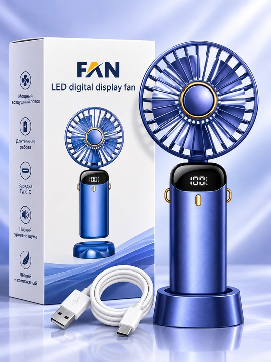 Raqamli displeyli portativ LED ventilyator - 
