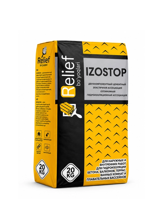 Relief IZOSTOP ikki komponentli sement asosidagi elastik gidroizolyatsiya aralashmasi, 20 kg