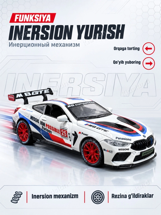 BMW M 8 model 1:24 — metall kolektsion mashina, 21 cm