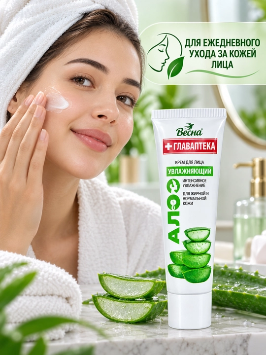 Namlantiruvchi krem Весна ГлавАптека, aloe vera bilan, 45 ml