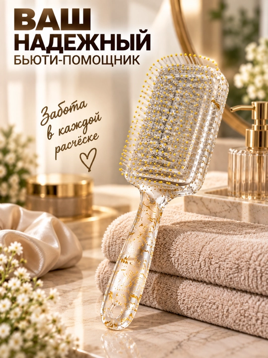 Массажная расчёска для волос с мягкими закруглёнными зубчиками