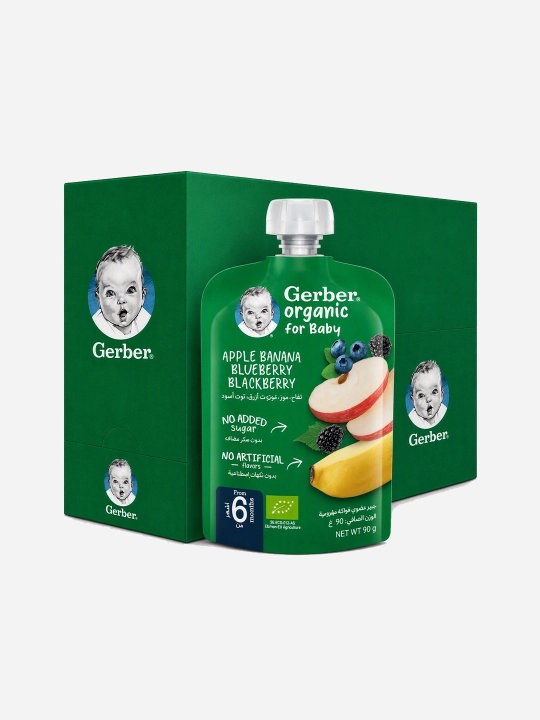 GERBER Детское органическое фруктовое пюре, 7х90 гр
