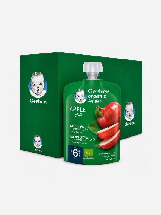 GERBER Детское органическое фруктовое пюре, 7х90 гр