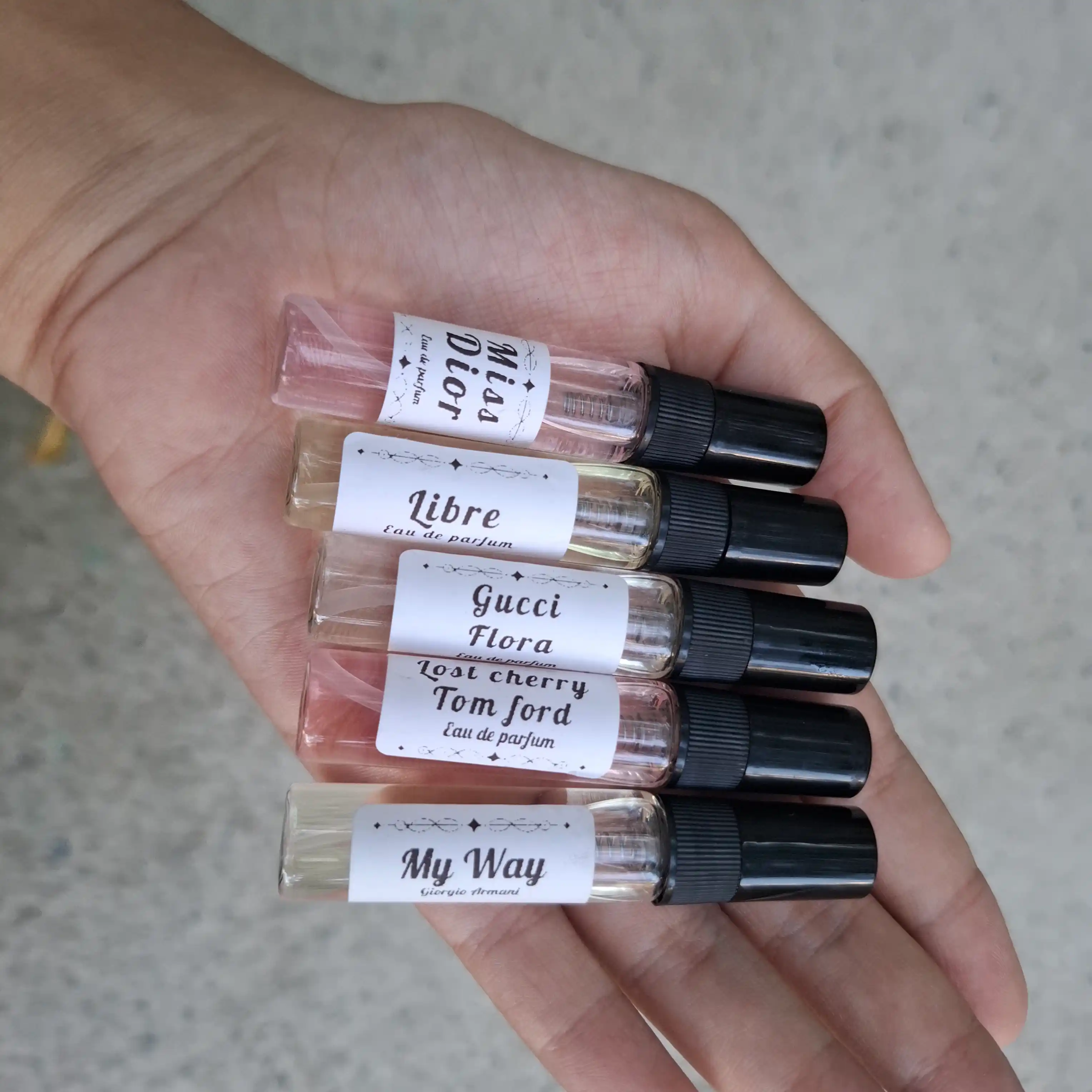 Ayollar uchun atirlar, Libre Lost Cherry, Gucci Flora, Miss Dior, My way, 5 tasi 1 da