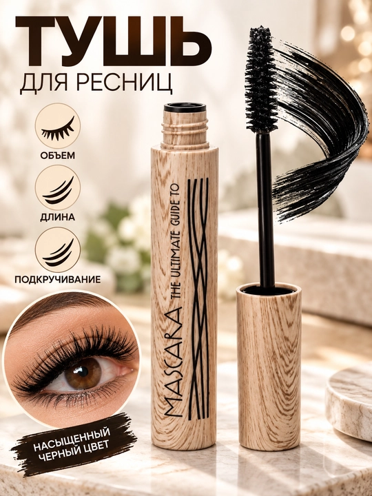 Тушь для ресниц Volume Up, чёрная, подкручивающая и объёмная, с удобной щёточкой - 