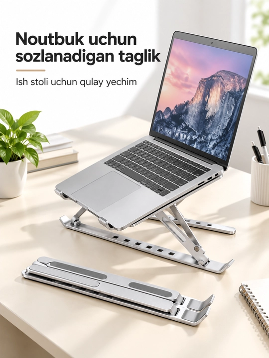 Noutbuk uchun sozlanadigan buklanadigan metall taglik,подставка,pastafkastol usti tayanchi