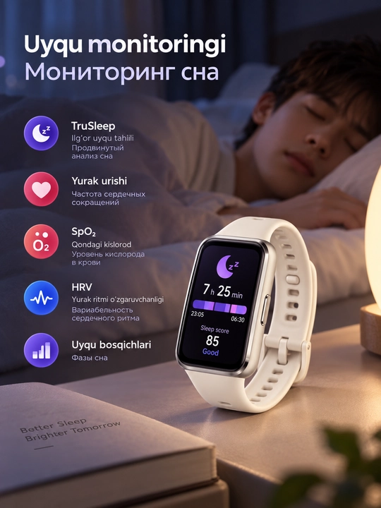 HUAWEI Band 11 aqlli bilaguzuk, AMOLED 1.62, 5 ATM, Bluetooth 6.0, 14 kungacha