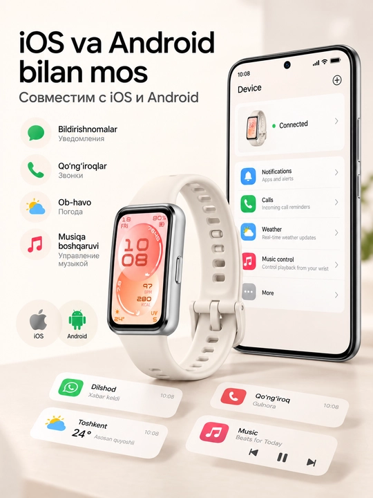 HUAWEI Band 11 aqlli bilaguzuk, AMOLED 1.62, 5 ATM, Bluetooth 6.0, 14 kungacha