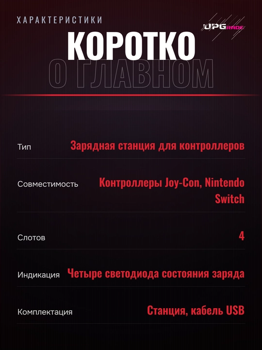 Зарядная станция HyperX ChargePlay Quad для четырёх Joy-Con Nintendo Switch, чёрная