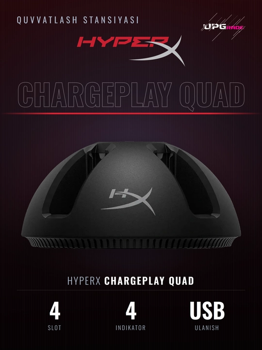 Зарядная станция HyperX ChargePlay Quad для четырёх Joy-Con Nintendo Switch, чёрная