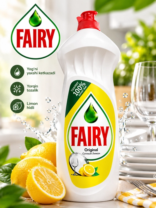 Fairy Original idish yuvish vositasi, limon hidli 650ml - 