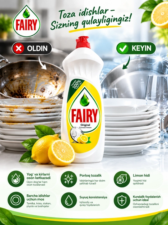 Fairy Original средство для мытья посуды с ароматом лимона 650мл